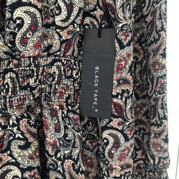 Black Tape/ Dex- Paisley Waist Pleat Vintage-Style Hippie Wrap Dress - Picture 8 of 13